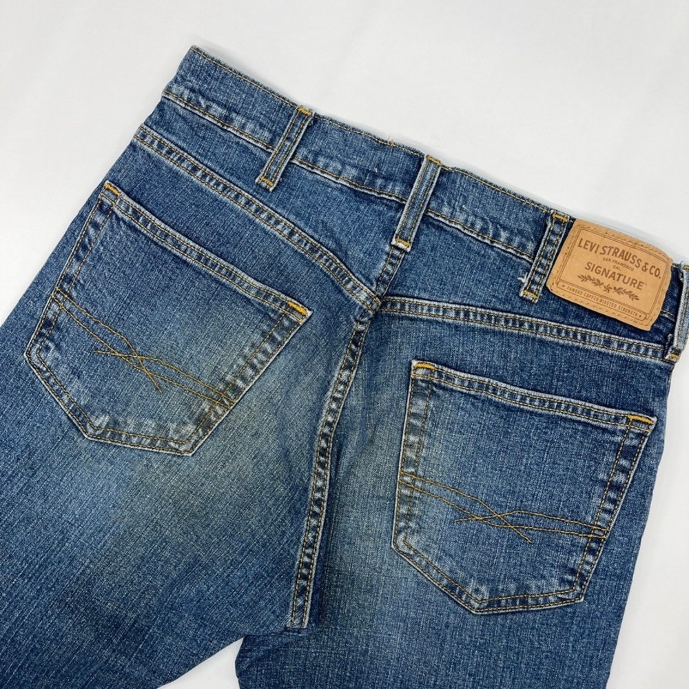 Levi Strauss Signature Mens Straight Leg Blue Jeans 30x32 Medium Wash Classic‎